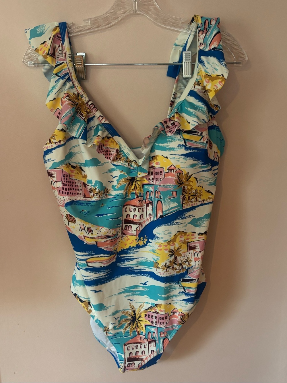 Boden Evia Ruffle One Piece Swimsuit Paradise Bay 14 like New summer - Picture 3 of 9